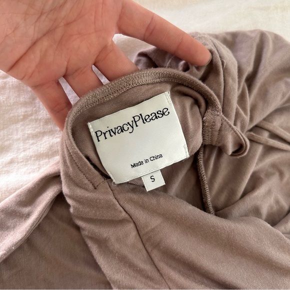 Privacy Please Revolve faux wrap dark tan criss cross open back bodysuit small - Picture 6 of 7